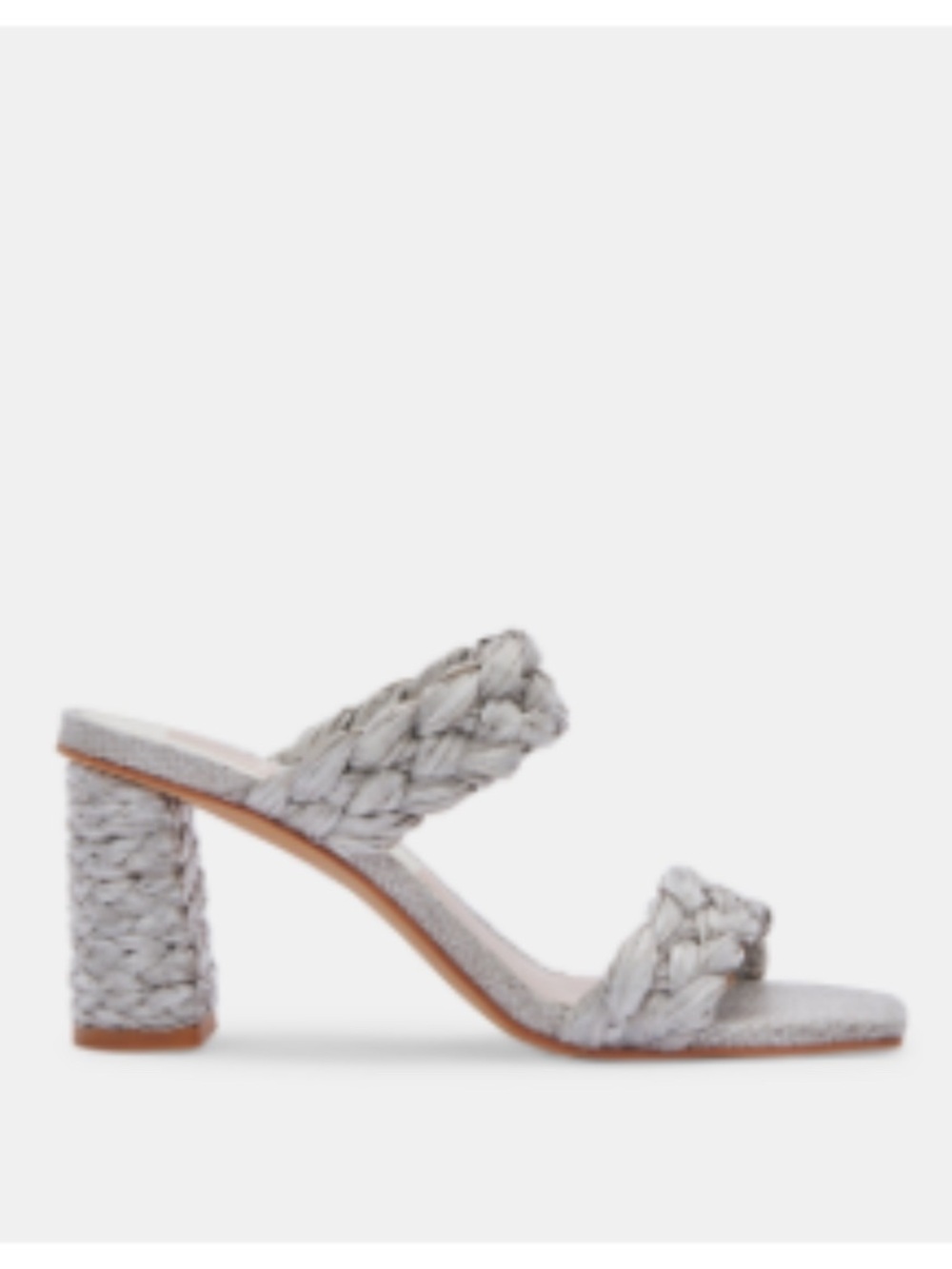 Dolce Vita Light Gray Raffia Block Heel Sandal